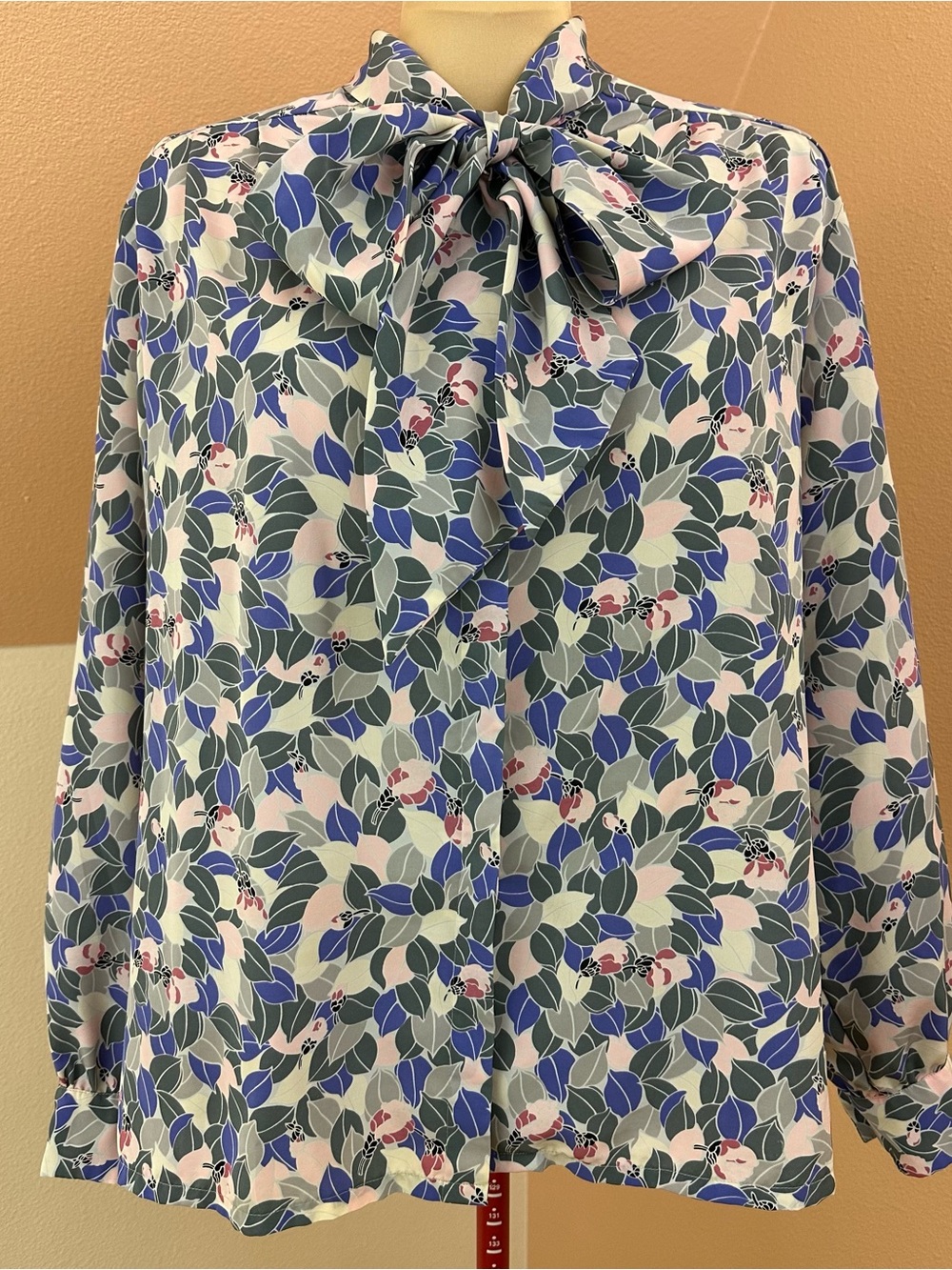 Vintage 1980s Country Sophisticates Pendleton Blouse Womens 2XL Floral Bow Tie